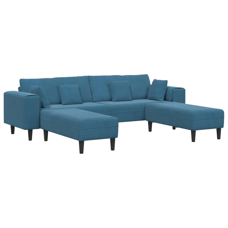vidaXL Sofa in Blau aus Samt mit Kissen, modernes 3-teiliges Polstersofa für dein Wohnzimmer, B/T/H: 250 x 76 x 440 cm - Bild 2