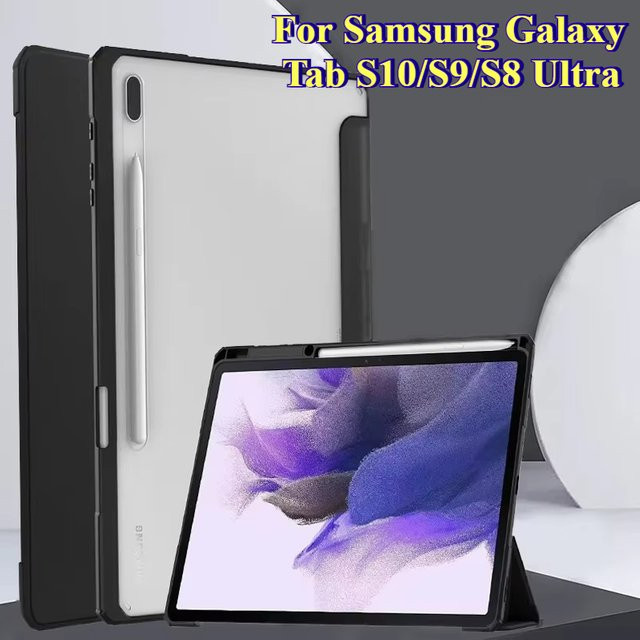 Acryl-Tablet-Hülle für Samsung Galaxy Tab S10 Ultra, S9, S8, S7 FE Plus, S6 Lite, A11 Plus, A9 und A9+ in Schwarz - Bild 1