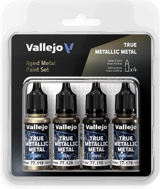 Vallejo Gealtertes Metall, Farbset, 4 x 18 ml - Bild 1