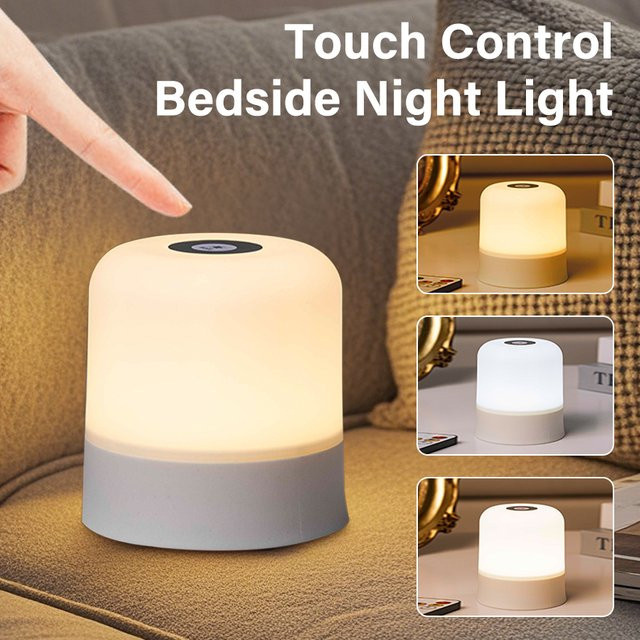 GGBEE Wiederaufladbare LED-Tischlampe mit Fernbedienung und Touch-Dimmer, RGB Nachtlicht in Weiß und Multicolour für das Schlafzimmer - Bild 1
