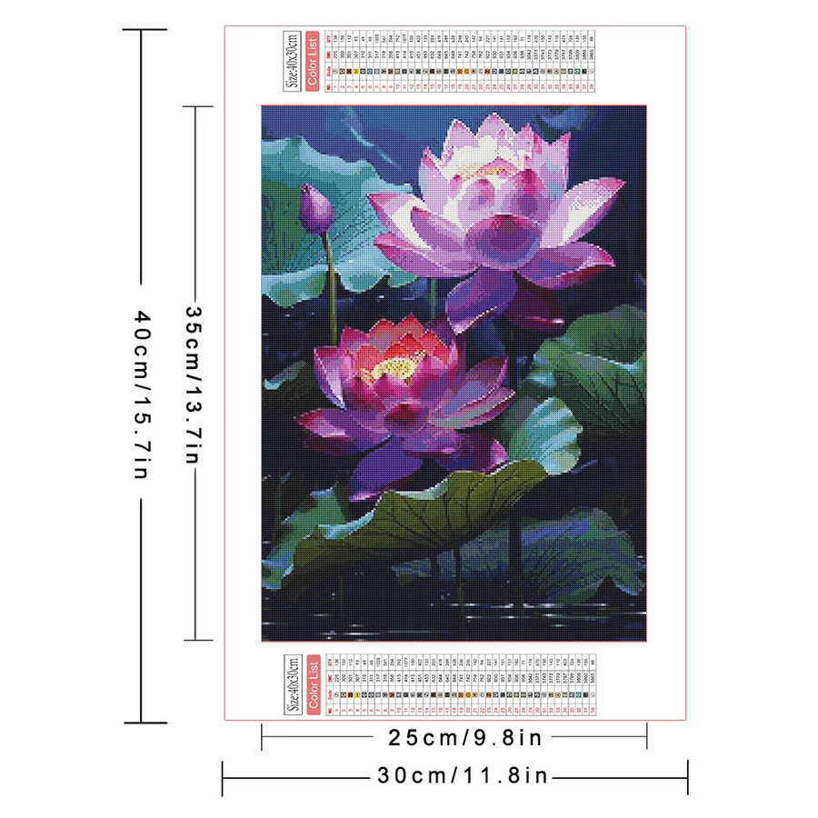 AZQSD Diamant-Malerei-Set Lotusblume mit runden Strasssteinen, 5D-DIY Kreuzstich Stickerei in Multicolour, Breite: 30 cm, Höhe: 40 cm - Bild 1
