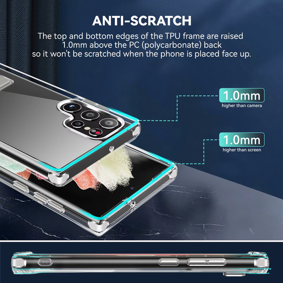 UYUXIO Kristallklare Handyhülle mit integriertem Ständer für Samsung Galaxy S25 S24 S23 Ultra S22 Plus, Farbe: Transparent - Bild 5