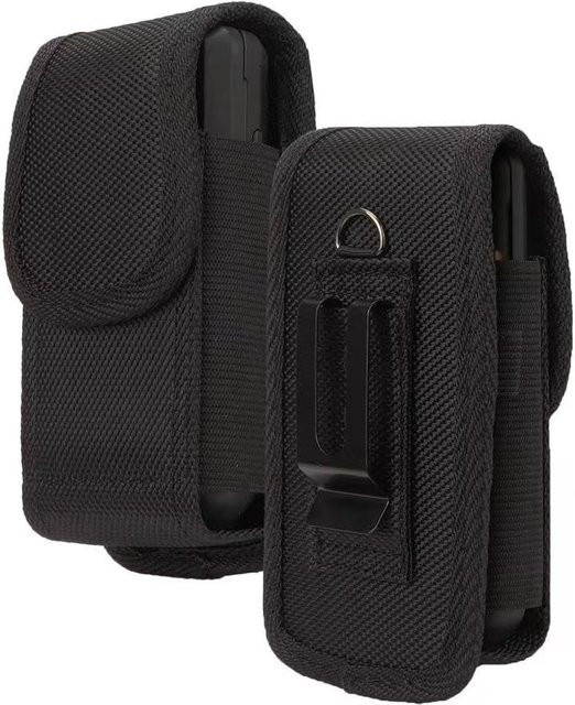 Telefon Holster aus Oxford-Tuch für Nokia 2760 und Nokia 2720 Flip sowie Alcatel Go Flip, Schwarz, mit Gürtelclip und Gürteltasche - Bild 1