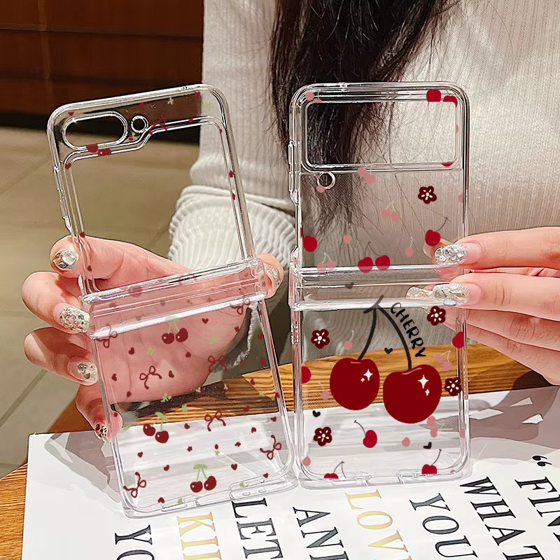 Transparente Handyhülle mit Kirschmuster für Samsung Galaxy Z Flip 8 7 FE 6 5 4 3 5G aus hartem PC-Material - Bild 5