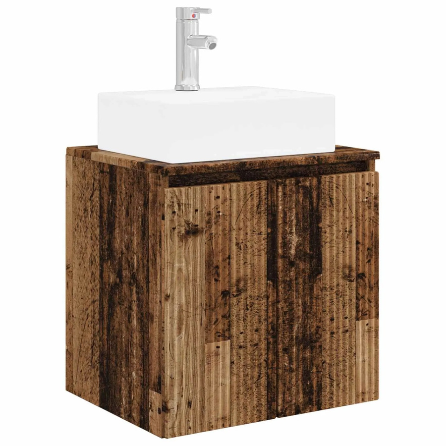 vidaXL Wandmontierter Waschtisch aus Altholz in Braun, B/T/H: 49,5 x 41 x 62,5 cm - Bild 2