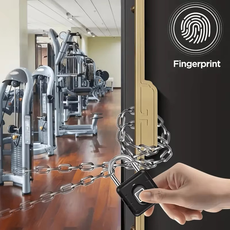 KERUI Fingerabdruck-Vorhängeschloss Schwarz, wasserdichtes und wiederaufladbares USB-Sicherheits-Vorhängeschloss für den Außenbereich - Bild 2