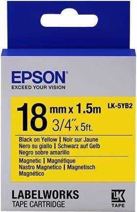 Epson Labelband LK-5YB2 Magnetband Schwarz und Gelb Breite: 1,8 cm, Länge: 150 cm - Bild 1