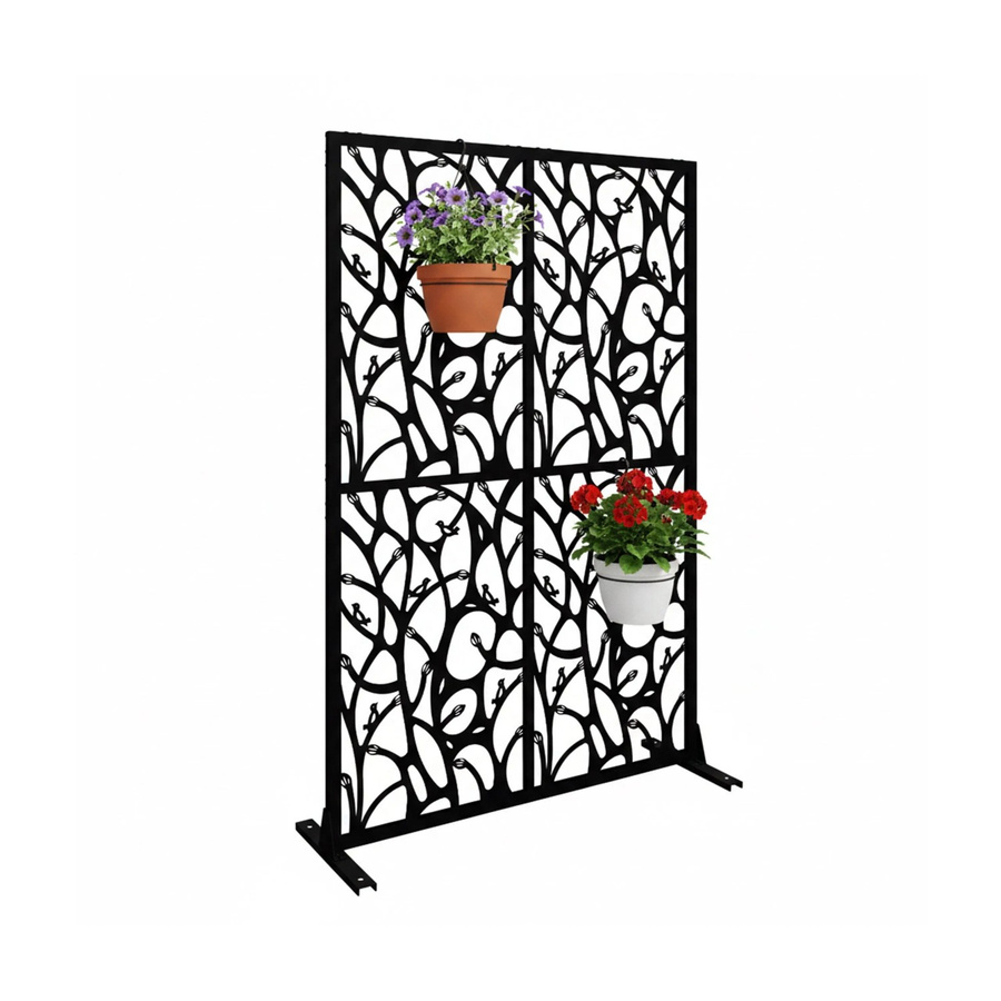 Relaxdays Paravent aus Eisen mit Rankenmotiv in Schwarz, Höhe: 183 cm, Breite: 115 cm, Tiefe: 40 cm - Bild 2