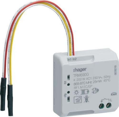 Hager Funk UP Schaltaktor TRM690G 1-fach Binär 2-fach 230V 4A in Weiß, Höhe: 18 mm - Bild 1