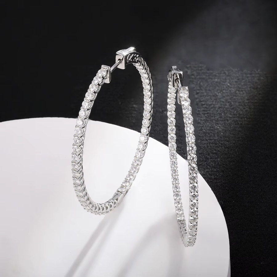 APIR Creolen, 50 mm, 925 Silber, CZ Zirkon, Damen - Bild 2