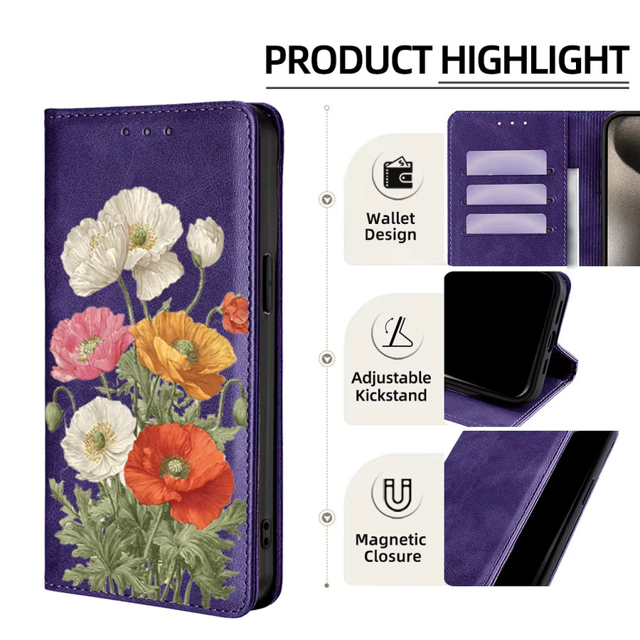 Xiaomi Brieftasche Magnetisches Flip-Lederetui mit Kartenfach für Poco M7 Pro M6 M5 M4 Pro M6 Plus M5S in Grün - Bild 2