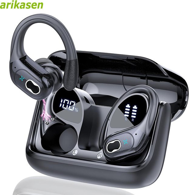 Arikasen Bluetooth 5.3 In-Ear Kopfhörer mit Geräuschunterdrückung und Mikrofon, IPX7 wasserdicht, Schwarz - Bild 1