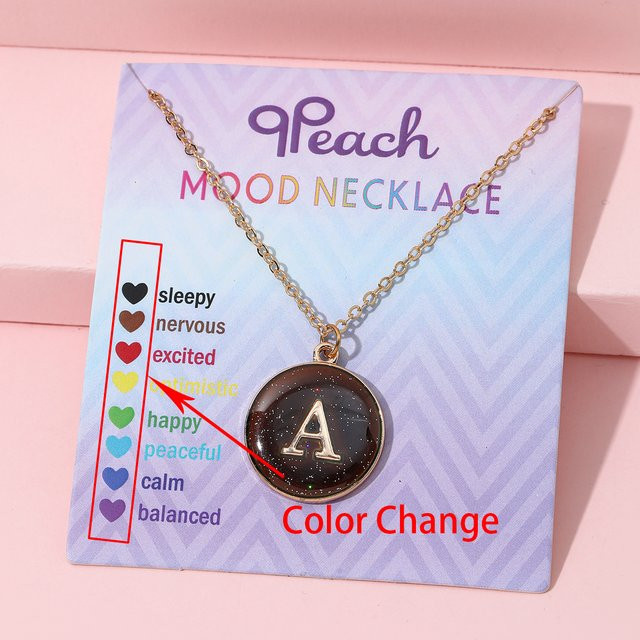 qpeach Halskette, 26-Buchstaben-Anhänger, Zinklegierung, Gold, Unisex - Bild 1