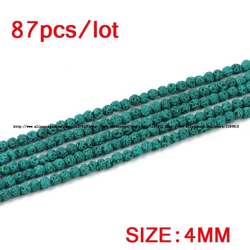 JHNBY Perlen Grün Lava Naturstein, Runde Spacer, Unisex - Bild 2