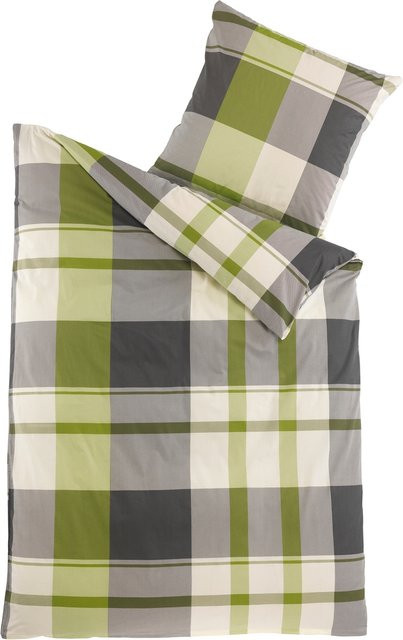 HTI-Living Baumwoll-Bettwäsche Renforce Grün Kariert, 2-teilig, B/H: 135 x 200 cm - Bild 1