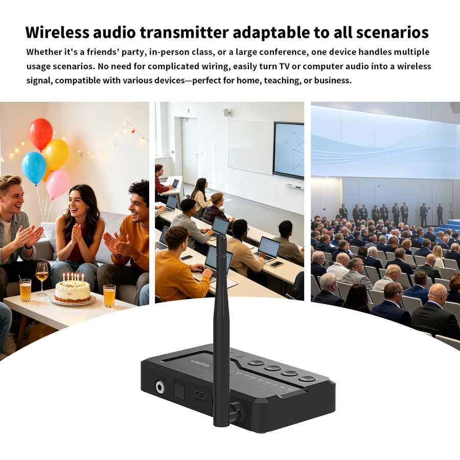 eppfun Auracast LE Audio Transmitter LC3 Bluetooth 5.4 Audio-Sender mit geringer Latenz USB-C Stereo-Adapter in Schwarz - Bild 2