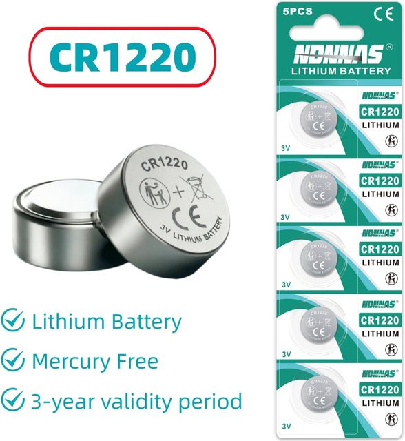 NDNNAS CR1220 Lithium-Knopfzellenbatterien 3V in Silber für Uhren, Gesundheitsgeräte und Taschenrechner - Bild 1