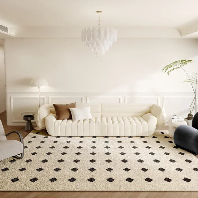 VIKAMA Teppich in Beige im Schachbrett-Design für Wohnzimmer und Schlafzimmer - Bild 1