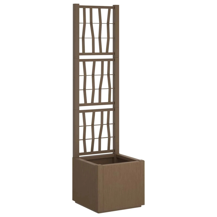 vidaXL Gartenpflanzer mit Gitter Blumenkiste Braun B/T/H: 36 x 36 x 140 cm aus Kunststoff - Bild 2