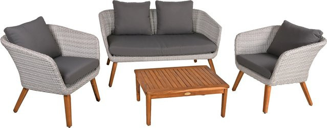Garden Pleasure Sitzgruppe Arona aus Akazienholz in Grau mit Auflagen für 4 Personen, B/T/H: 150 x 67 x 180 cm - Bild 1