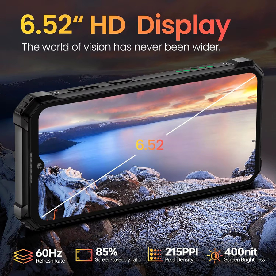 OUKITEL WP28E Robustes Smartphone in Schwarz mit 64GB ROM, 10600mAh Akku, 6,52 Zoll Bildschirm und 4G Dual-SIM - Bild 2