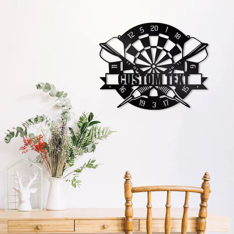 Personalisierte Metall-Wandtafel mit Dartboard-Design in Schwarz zur Wandmontage für Kinderzimmer und Wohnraum - Bild 5