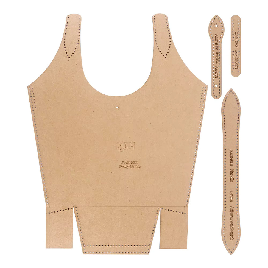 QJH DIY Leder-Muster-Zeichnungsschablonen aus Kraftpapier in Beige und Braun für das manuelle Schneiden und Nähen von Gemüsekorb-Umhängetaschen, 1 Set - Bild 1