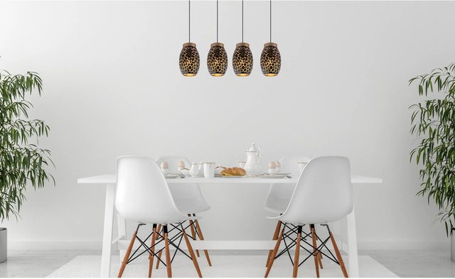 Globo Pendelleuchte Narri 4-flammig in Schwarz und Gold aus Metall, B/T/H: 90 x 15 x 120 cm - Bild 1