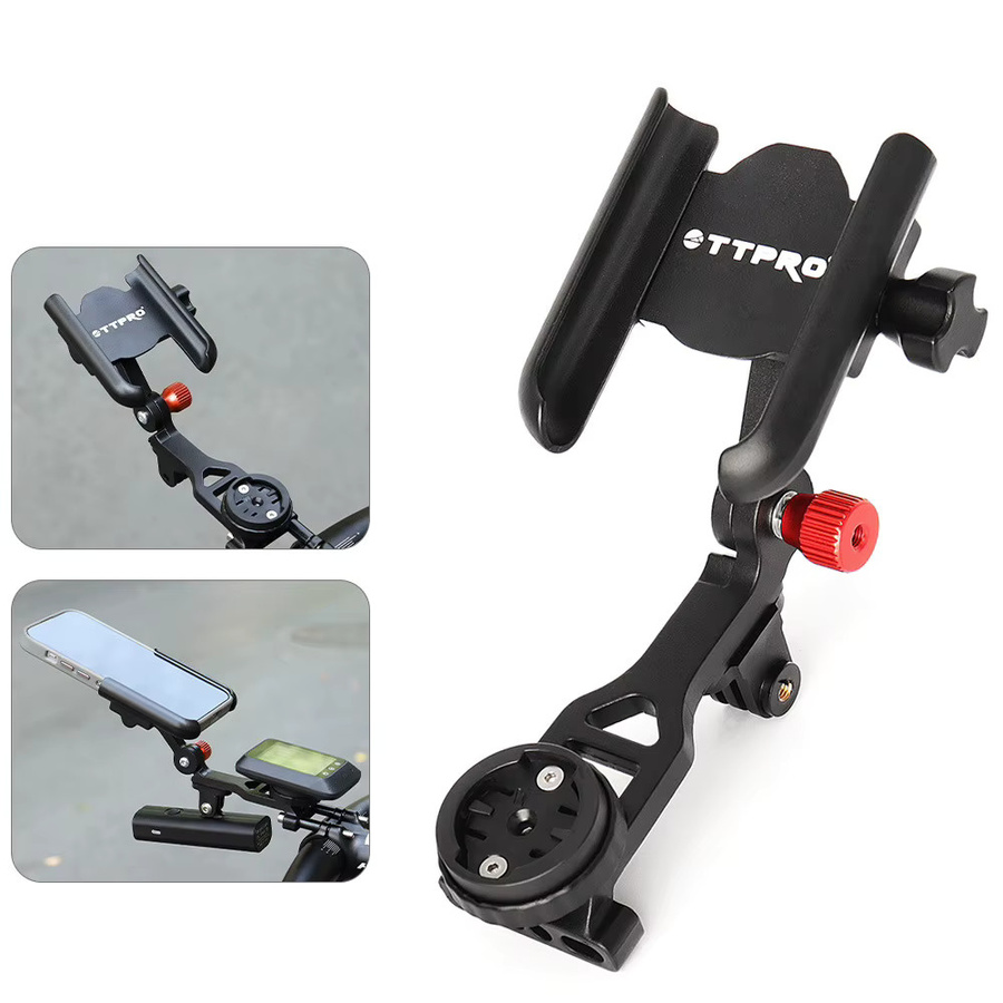 ECIOSL 3-in-1 Montagehalterung für Mountainbikes in Schwarz für Tachometer, Beleuchtung und Action-Kamera mit Anti-Shake-Funktion - Bild 4
