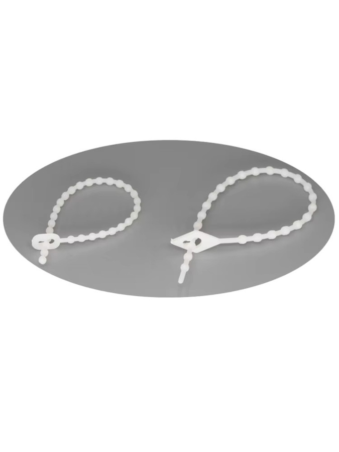 100 Stück wiederverwendbare Nylon Kabelbinder in Weiß mit Perlenknoten und Kugelverschluss, Breite: 1,5 mm, Länge: 100 mm - Bild 3