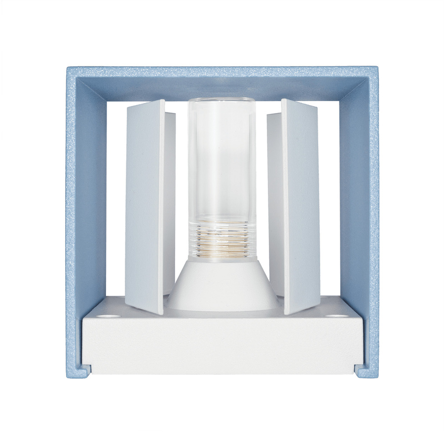 Luxvenum Wandleuchte CUBE in matt Azurblau aus Aluminium mit IP54 Schutz, Up & Down Lichtwirkung und einstellbarer Abstrahlung für Innen- und Außenbereich - Bild 1