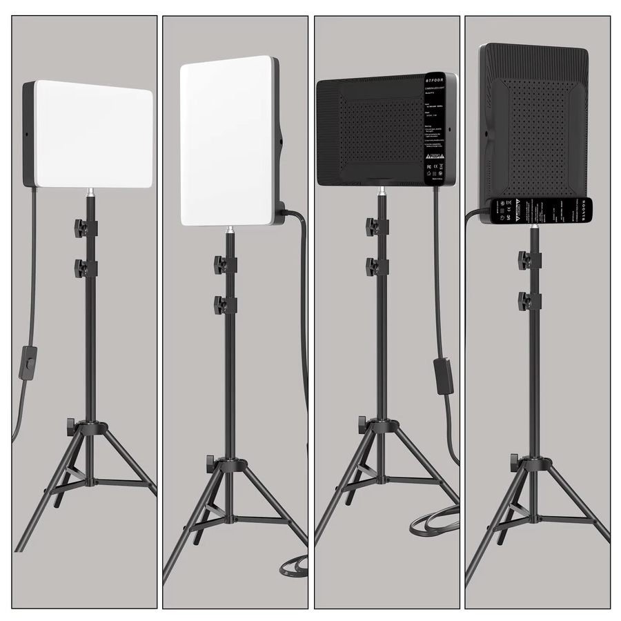 BTFOOR LED-Fotostudio Video-Fülllichtpanel mit Stativ und langem Arm in Schwarz für Live-Streaming (3000k-6500k) - Bild 2