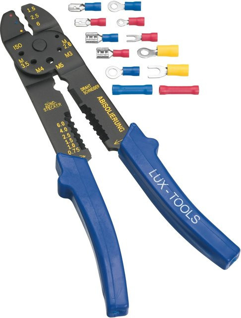 LUX-TOOLS Kabelschuhklemmzangen Set aus gehärtetem Stahl in Blau - Bild 1