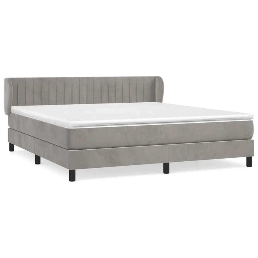vidaXL Boxspringbett mit Matratze in Hellgrau, Hybrid-Bett mit Taschenfederkern und Samtbezug, B/T/H: 160 x 200 x 163 cm - Bild 2