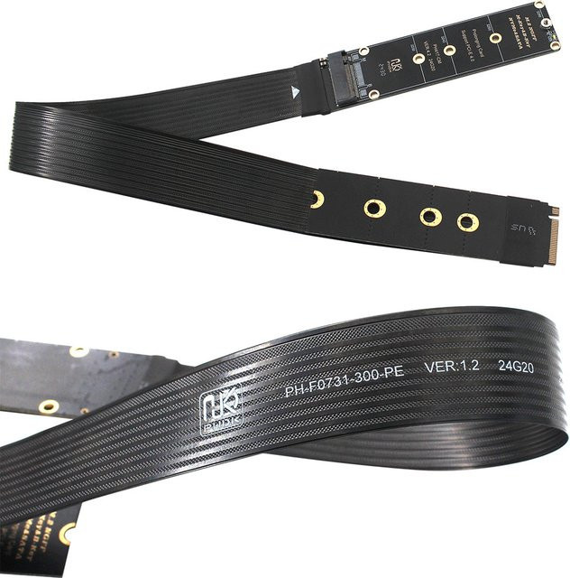 VODOOL M.2 NVMe PCIe 4.0 SSD Verlängerungskabel für M.2 2230 2242 2260 2280 in Schwarz - Bild 1