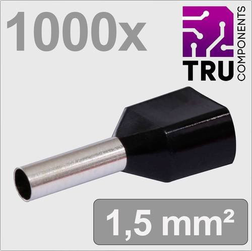 Tru Components TC-13377236 Zwillings-Aderendhülse 1.5mm² Teilisoliert Schwarz 1000 Stück - Bild 1