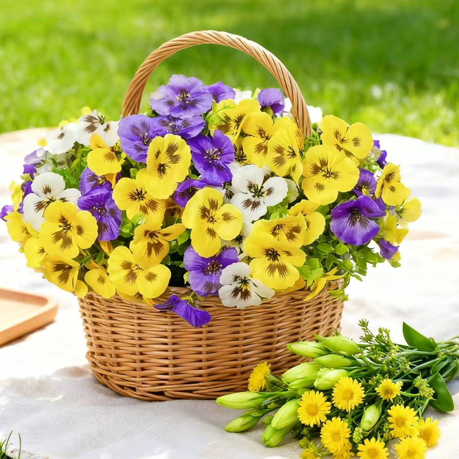 ZQCY Künstliche Seiden-Stiefmütterchen in Mehrfarbig und Weiß für Garten, Hochzeit und DIY-Dekoration - Bild 1