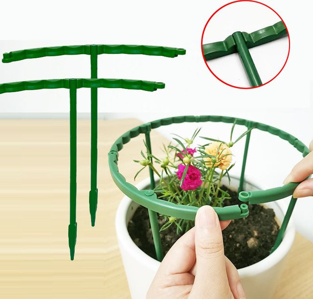Grüne Pflanzenstützpfahlständer aus Kunststoff für Obstgarten und Bonsai zur Befestigung von Blumen und Gewächshaus-Arrangements - Bild 1