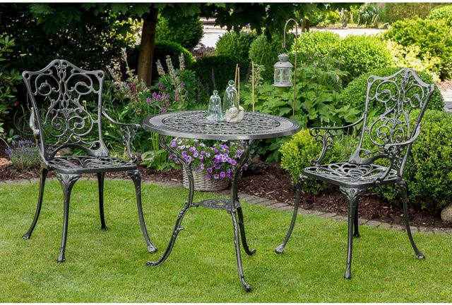 3-teilige Gartenmöbelgruppe Merxx Lugano aus Aluminiumguss in Grau mit Ornament-Design - Bild 1
