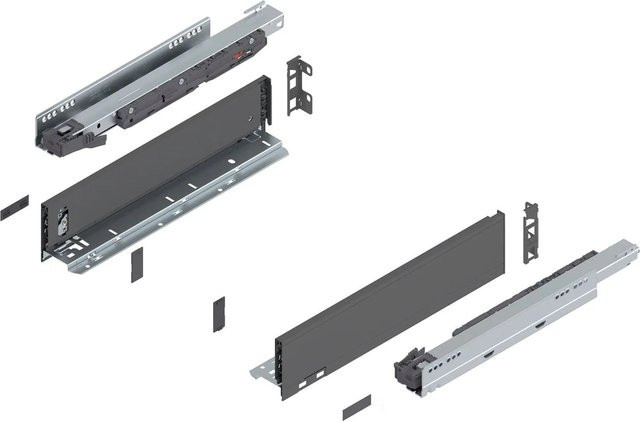 Blum Legrabox Pure Set Schubladenauszug mit Tip-On Vollauszug, Höhe M, Tiefe: 400 mm, Farbe: Oriongrau, 1 Paar - Bild 1