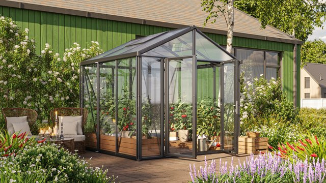 Vitavia Gewächshaus Zeus Comfort 6200 in Schwarz mit 3 mm ESG-Glas und 10 mm HKP-Dämmung, 6,2 m² - Bild 1