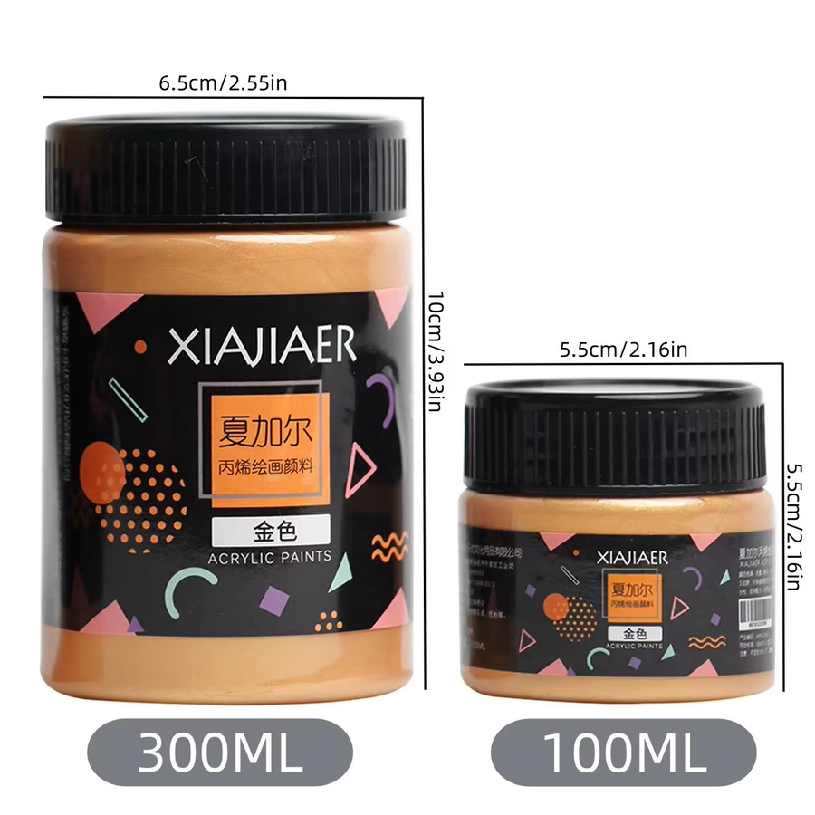 Xiajiaer Acrylpigmente in Gold und Silber mit Perlglanz-Effekt, 300 ml und 100 ml - Bild 2