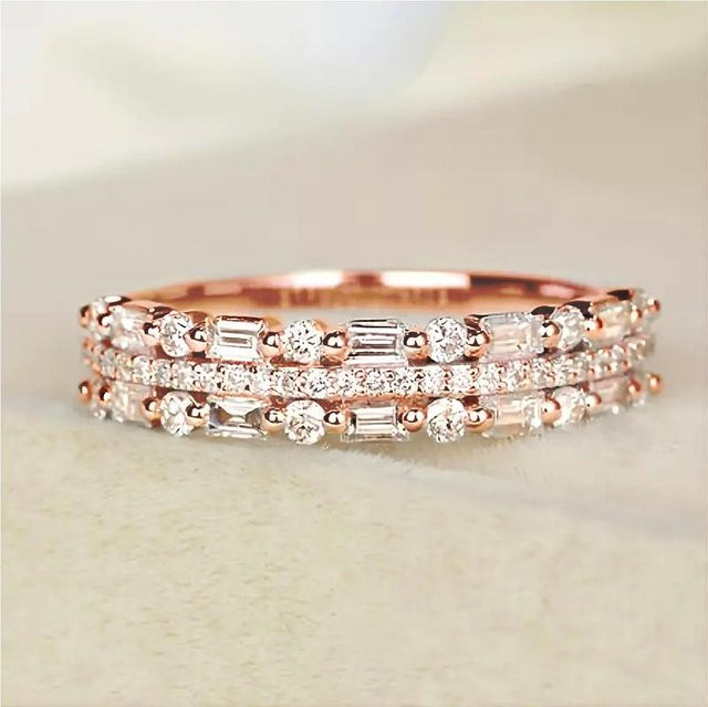 Huitan Fingerring, Zirkonia, Weiß, Roségold, Damen - Bild 1