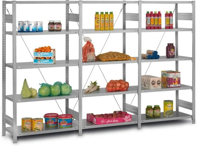 PROREGAL Edelstahlregal Stecksystem T-Profil mit 5 Ebenen, Farbe: Silber, H x B x T: 175 x 100 x 60 cm - Bild 1