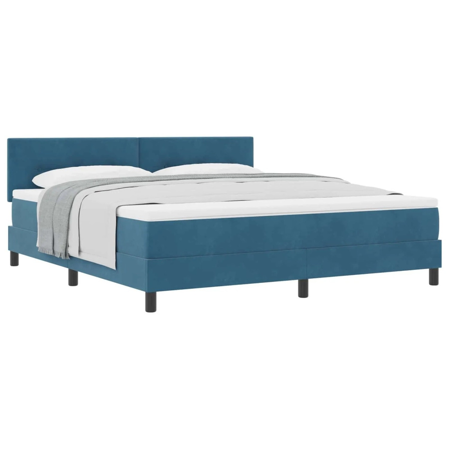 vidaXL Boxspringbett mit Matratze in Dunkelblau aus Samt, B/T: 180 x 200 cm - Bild 2