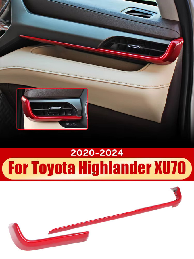 YaLumei Zierelement für Toyota Highlander XU 70 (2020-2024) Dekorative Abdeckung für die zentrale Steuerung in Rot - Bild 4
