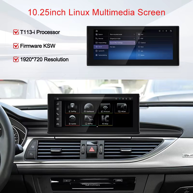 STWEI Carplay Videoplayer mit Linux-System für Audi A6 A7 RS6 RS7 C7, kabellos und kabelgebunden, Bluetooth, Schwarz - Bild 2