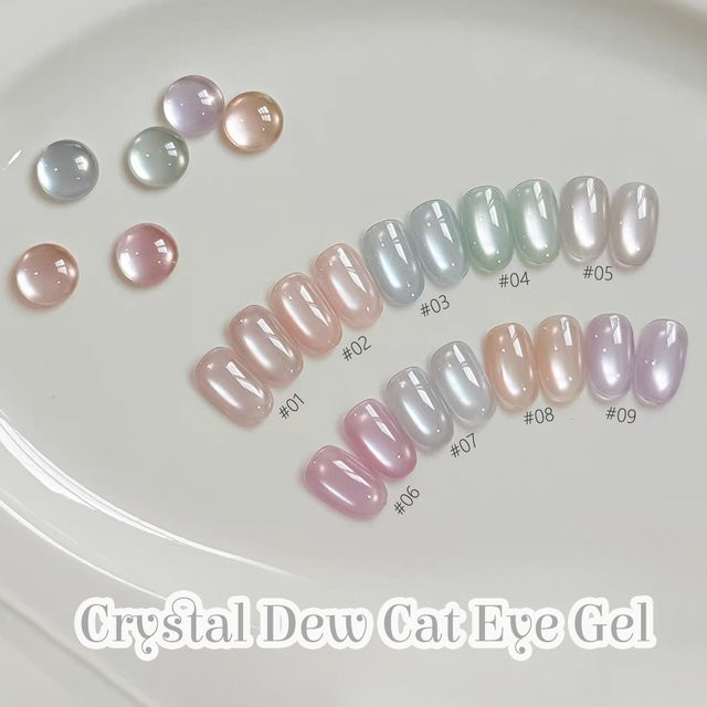 Miss Shaka Gel-Nagellack, Kristall-Tau Katzenauge, Transparent, Rosa Grün - Bild 1