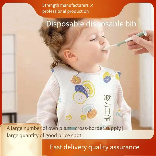 50er-Pack Einweg-Baby-Lätzchen mit Cartoon-Bären-Design aus absorbierendem Vlies für Jungen und Mädchen - Bild 1