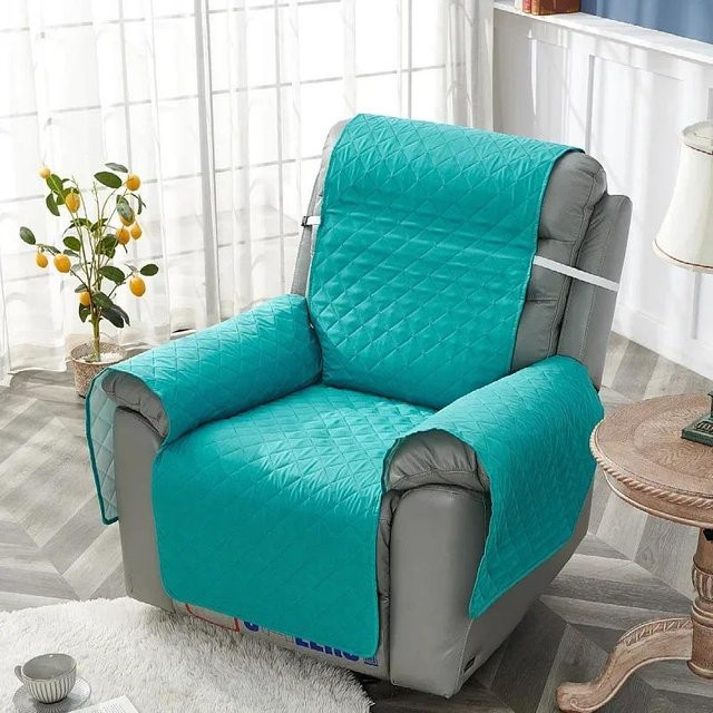 Yiran bag Gesteppter und rutschfester Liegesofabezug aus Polyester in Blau und Türkis für Sessel und Sofas - Bild 1
